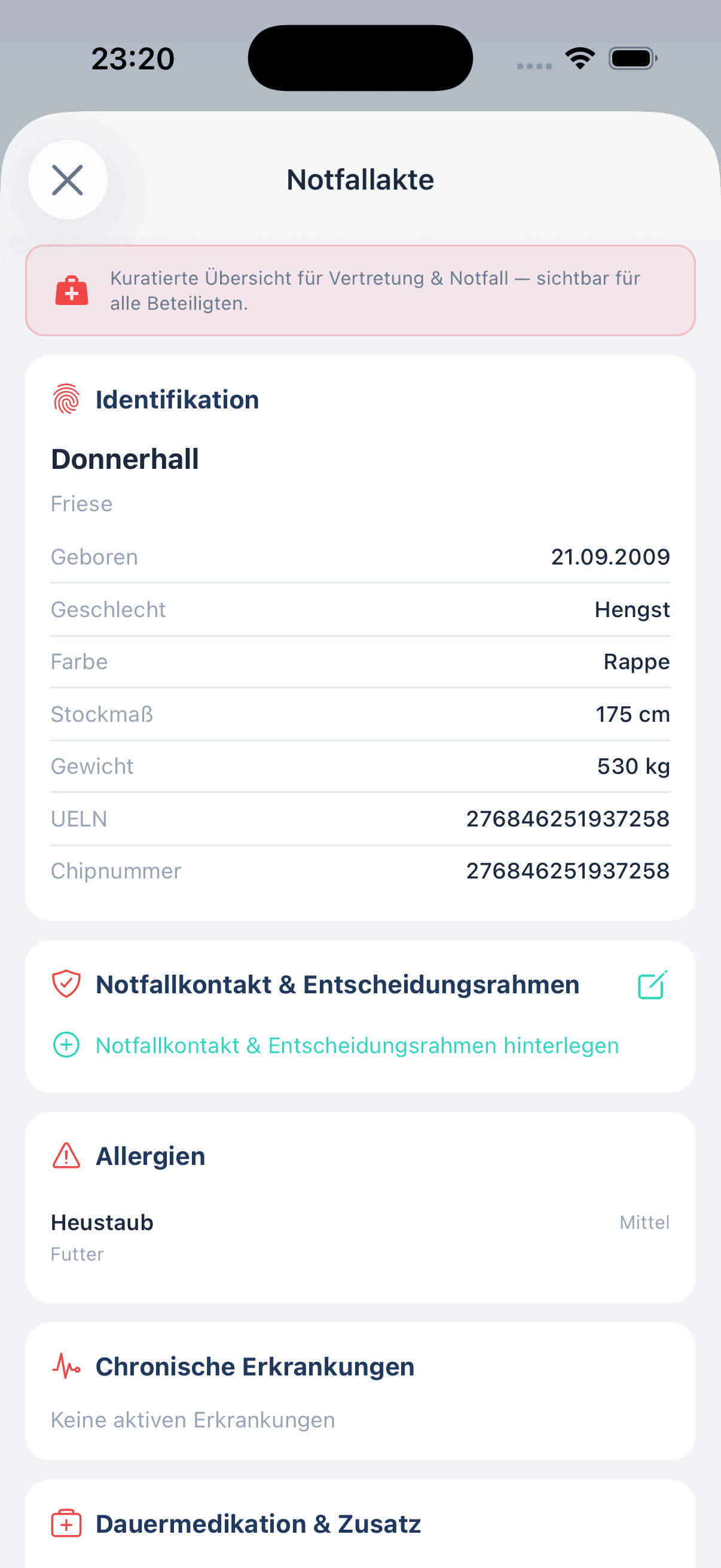Notfallakte mit Identifikation, Allergien und Dauermedikation - als PDF teilbar